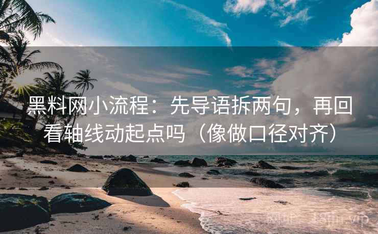 黑料网小流程：先导语拆两句，再回看轴线动起点吗（像做口径对齐）